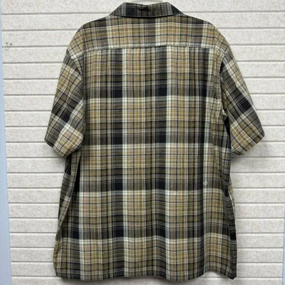 Dickies Men’s Short Sleeve Windowpane Plaid Work Shirt XL Brown Black Button-Up - Picture 3 of 8